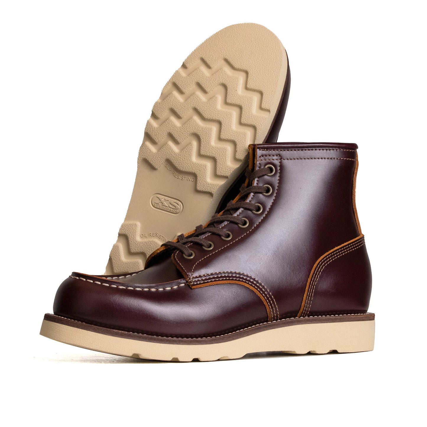 City MocToe Boot -luosjiet®boots - Wine TeaCore Smooth Cowhide