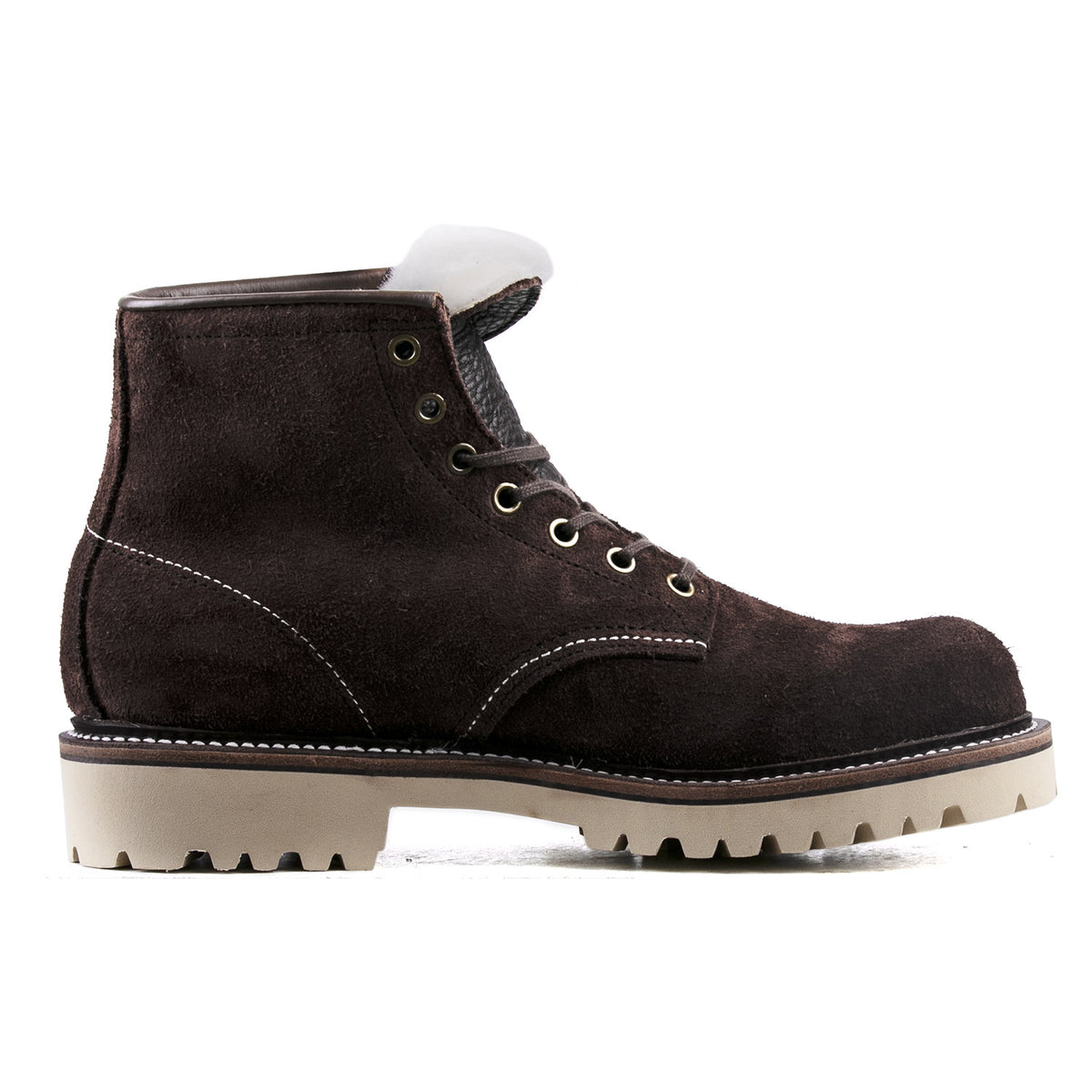 Plain Toe Woolen Boot -luosjiet®boots - Dark Brown Oiled Cowhide Reverse(Short Hair)