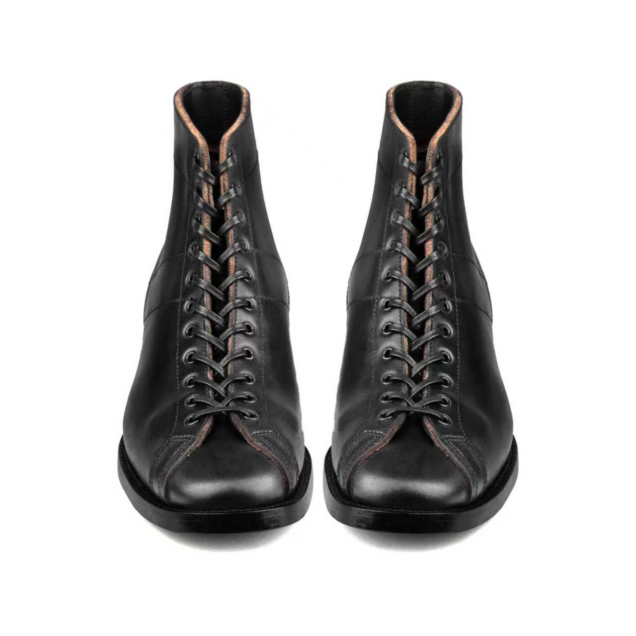 Boxing Boot B02 - luosjiet®boots MTO - Black TeaCore (Hand Dyed) Oiled Nubuck