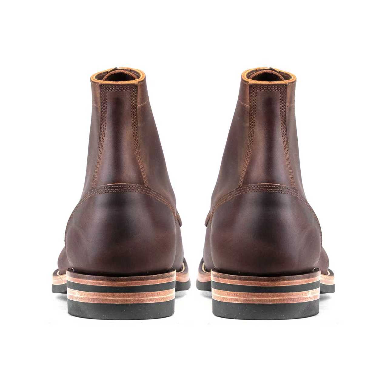 Munson Plain Toe Logging Boot -luosjiet®boots - Red Brown Crazy Horse Cowhide