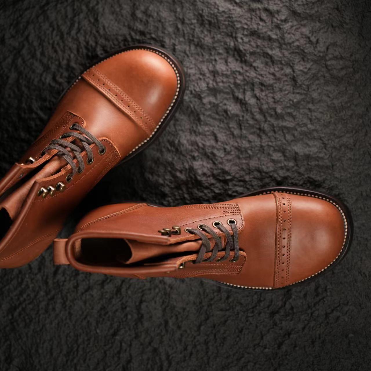 Munson Paratroop Boots P02 - luosjiet®boots MTO - Tan Latigo Grain Cowhide
