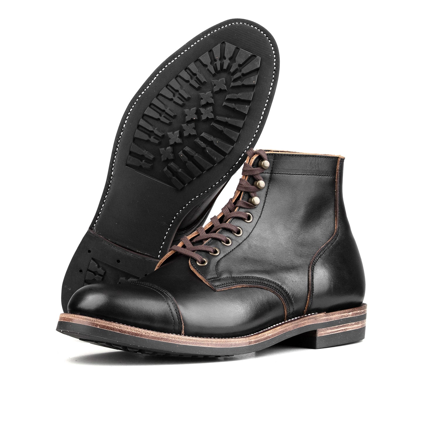 CapToe Service Boot -luosjiet®boots - Black TeaCore Full Grain Cowhide