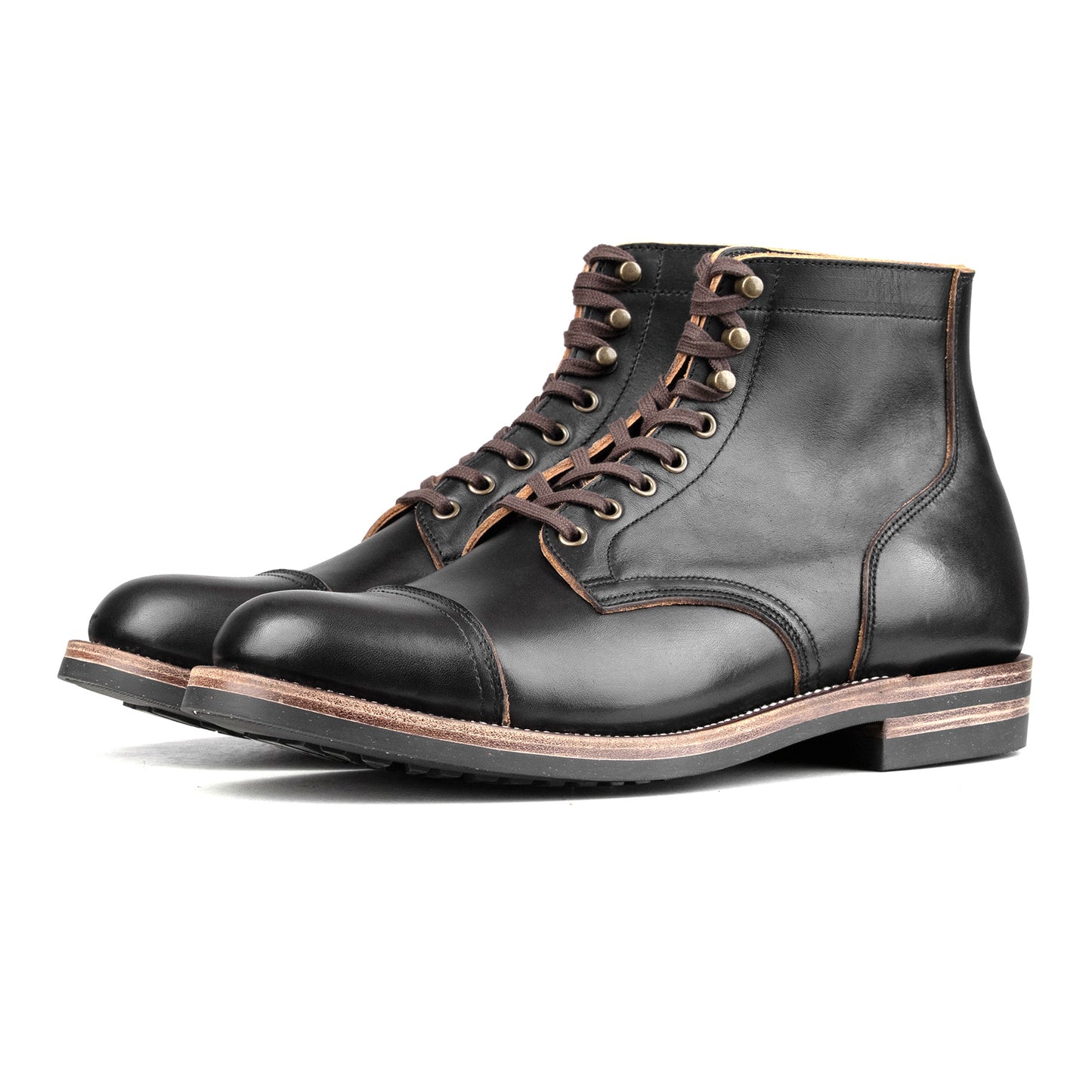 CapToe Service Boot -luosjiet®boots - Black TeaCore Full Grain Cowhide