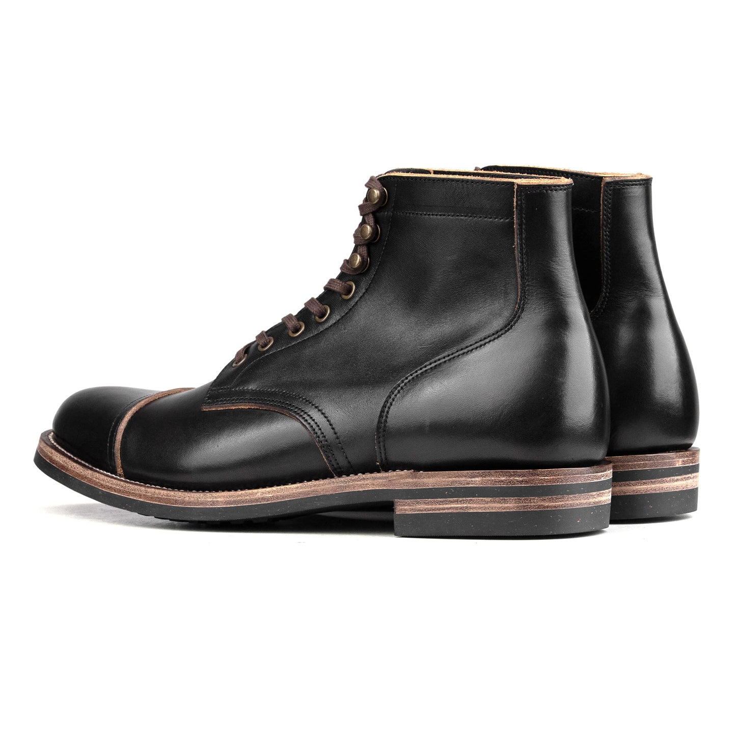 CapToe Service Boot -luosjiet®boots - Black TeaCore Full Grain Cowhide