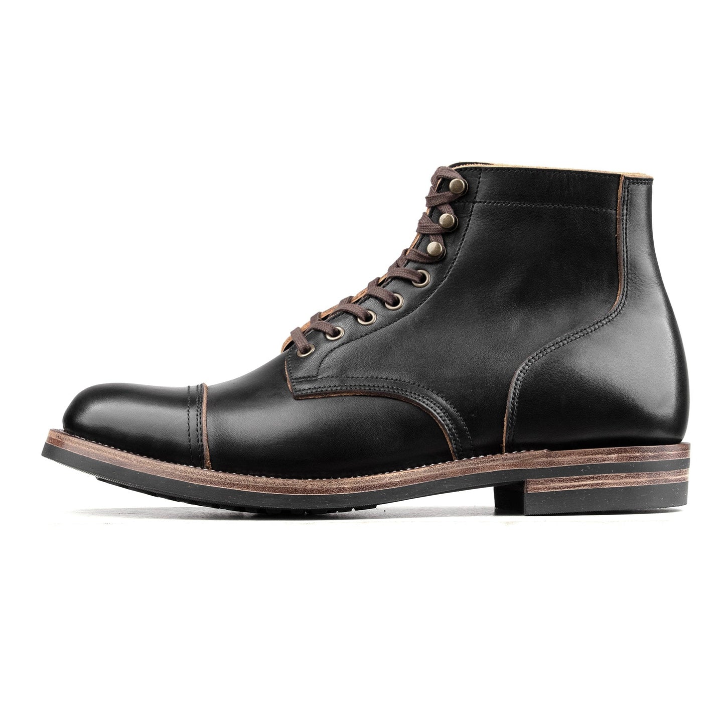CapToe Service Boot -luosjiet®boots - Black TeaCore Full Grain Cowhide