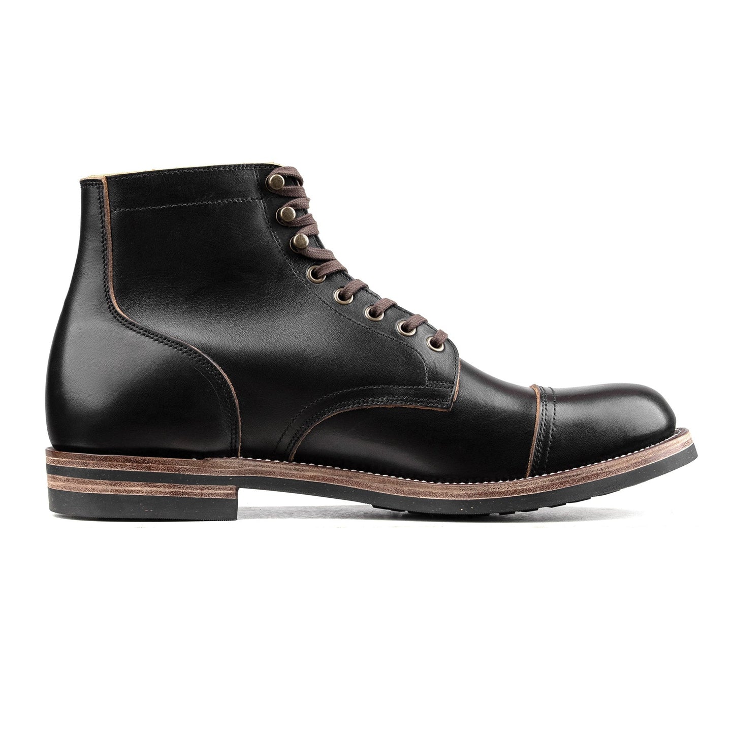 CapToe Service Boot -luosjiet®boots - Black TeaCore Full Grain Cowhide