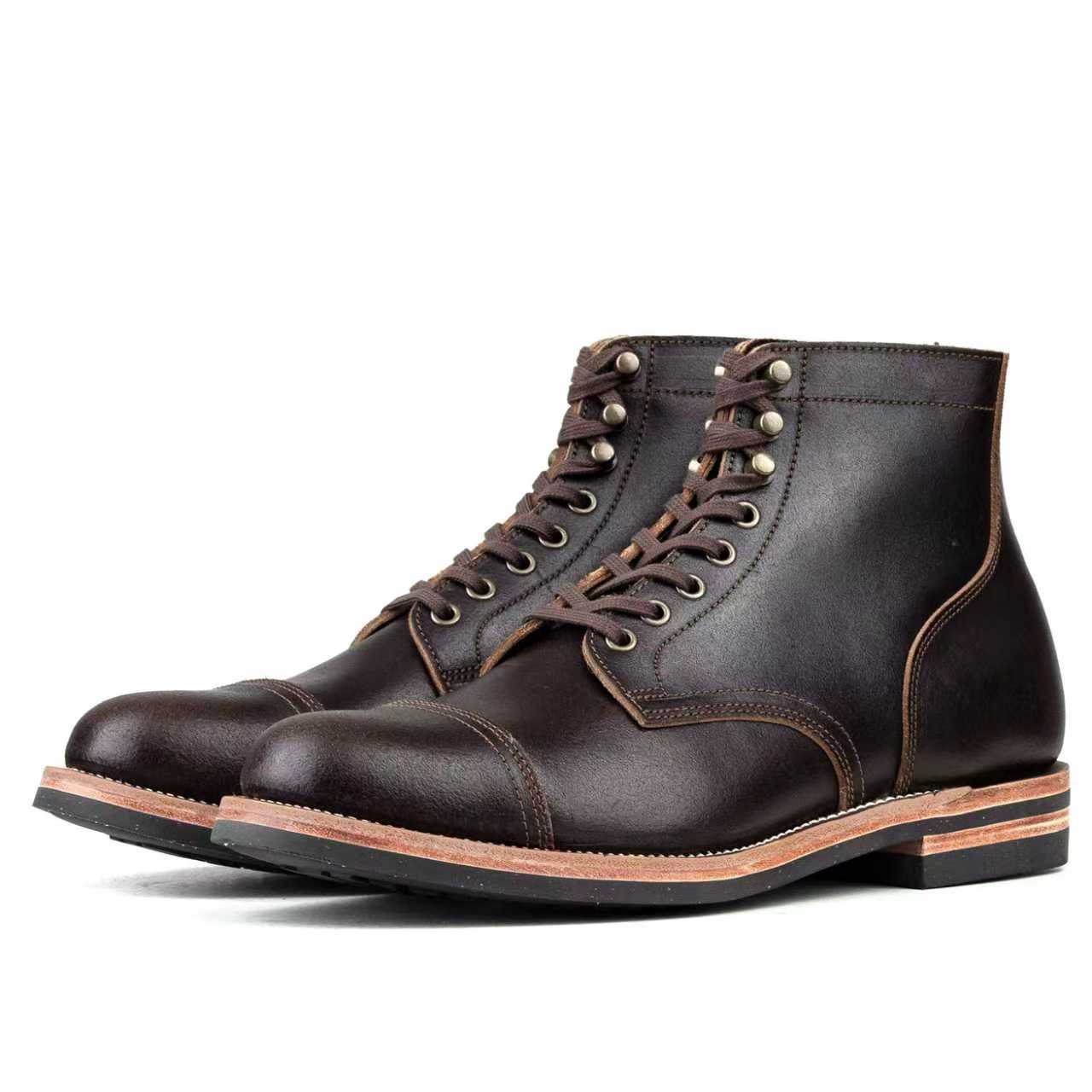 CapToe Service Boot -luosjiet®boots - Dark Brown Waxed Flesh