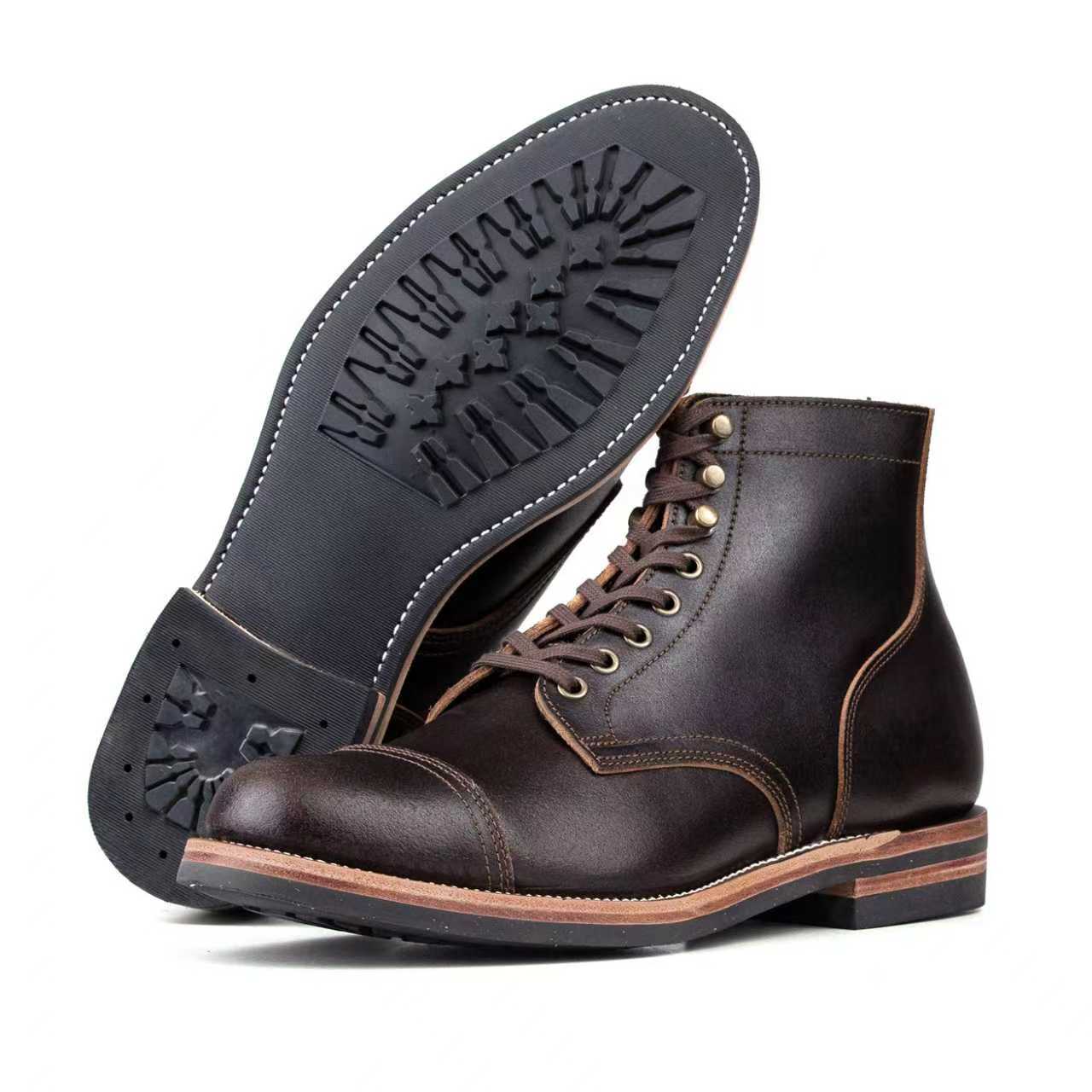 CapToe Service Boot -luosjiet®boots - Dark Brown Waxed Flesh