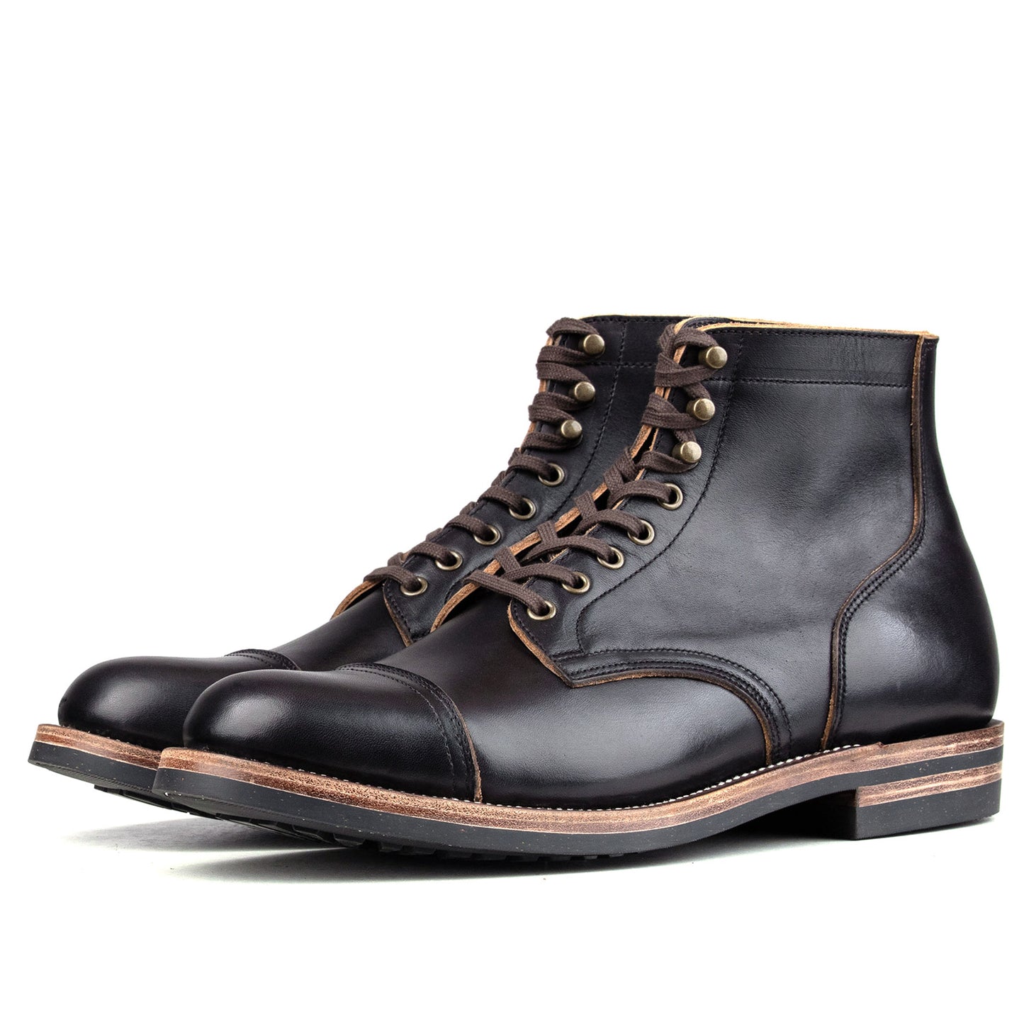 CapToe Service Boot -luosjiet®boots - Black TeaCore Full Grain Cowhide