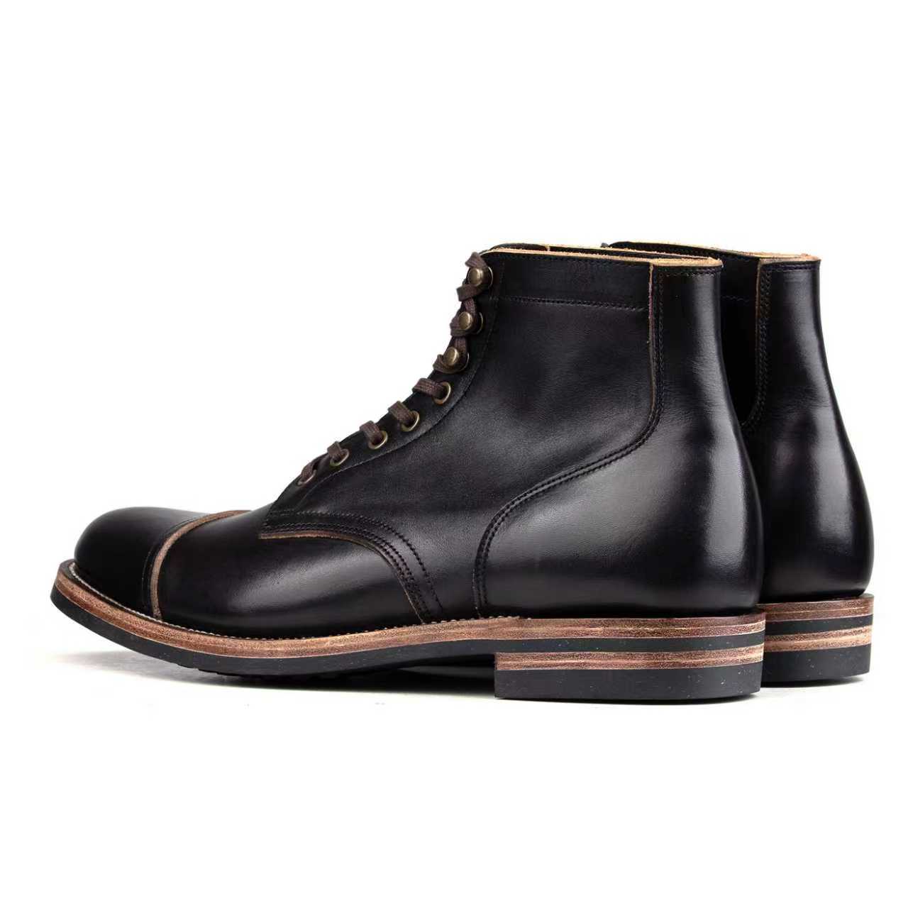 CapToe Service Boot -luosjiet®boots - Black TeaCore Full Grain Cowhide