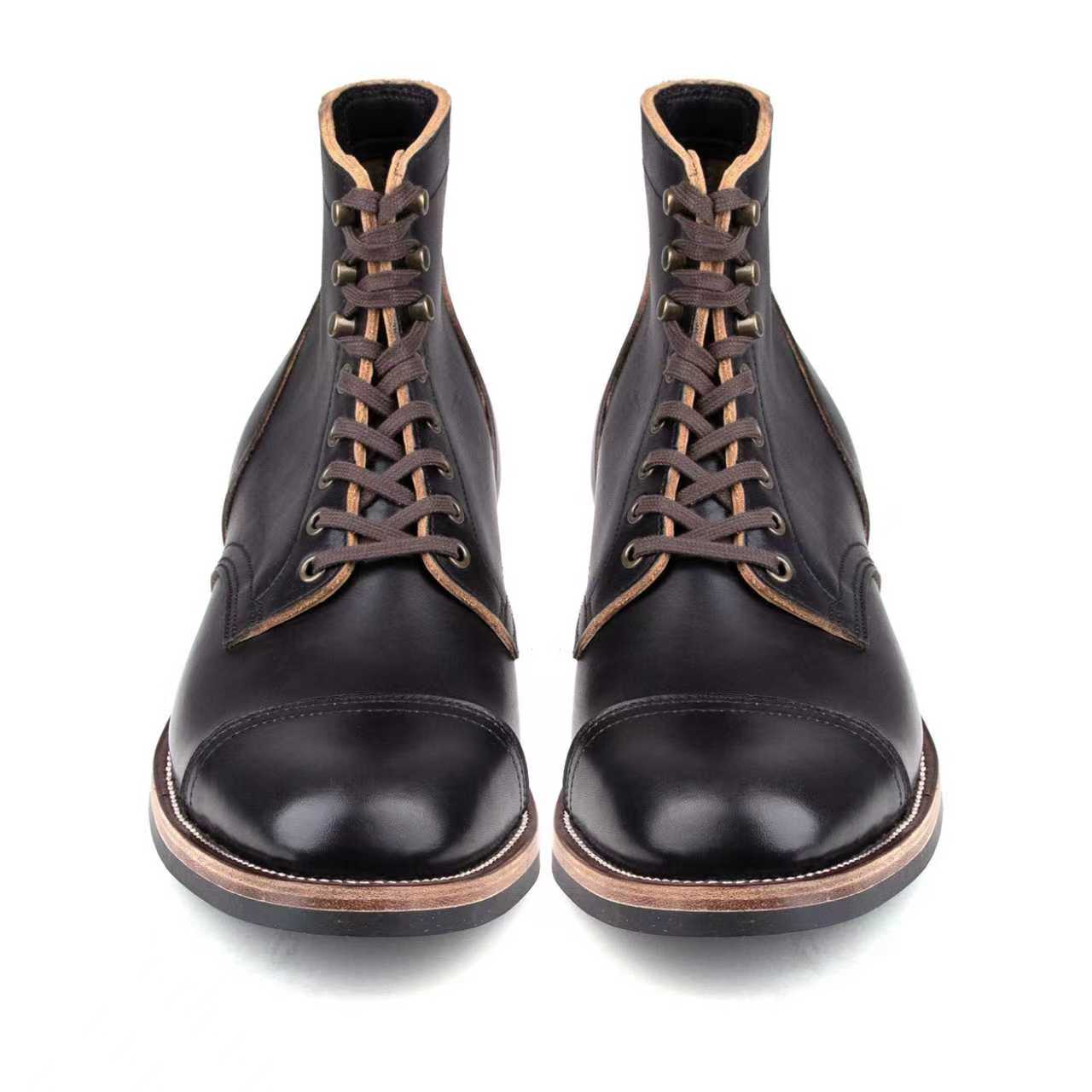 CapToe Service Boot -luosjiet®boots - Black TeaCore Full Grain Cowhide