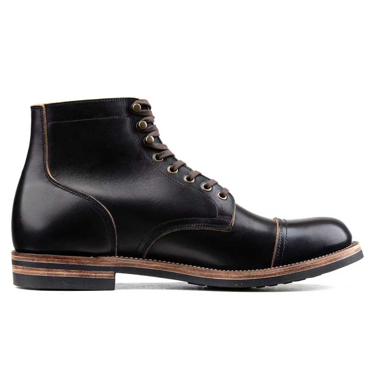 CapToe Service Boot -luosjiet®boots - Black TeaCore Full Grain Cowhide