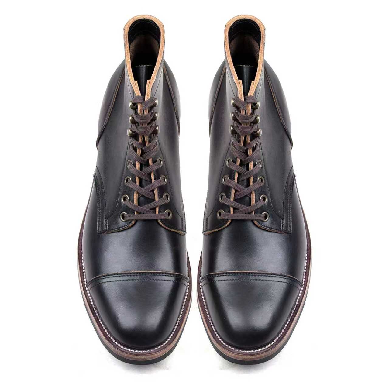 CapToe Service Boot -luosjiet®boots - Black TeaCore Full Grain Cowhide