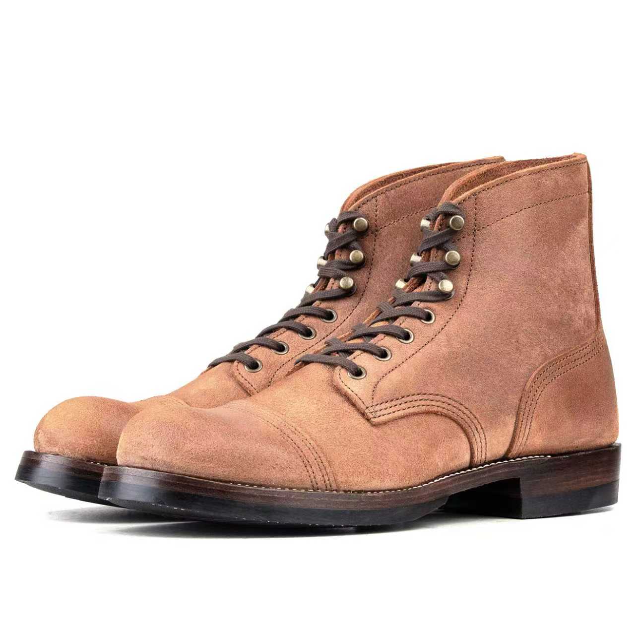 Munson Paratroop Boots P01 - luosjiet®boots MTO -  Tan Latigo Grain Cowhide Reverse
