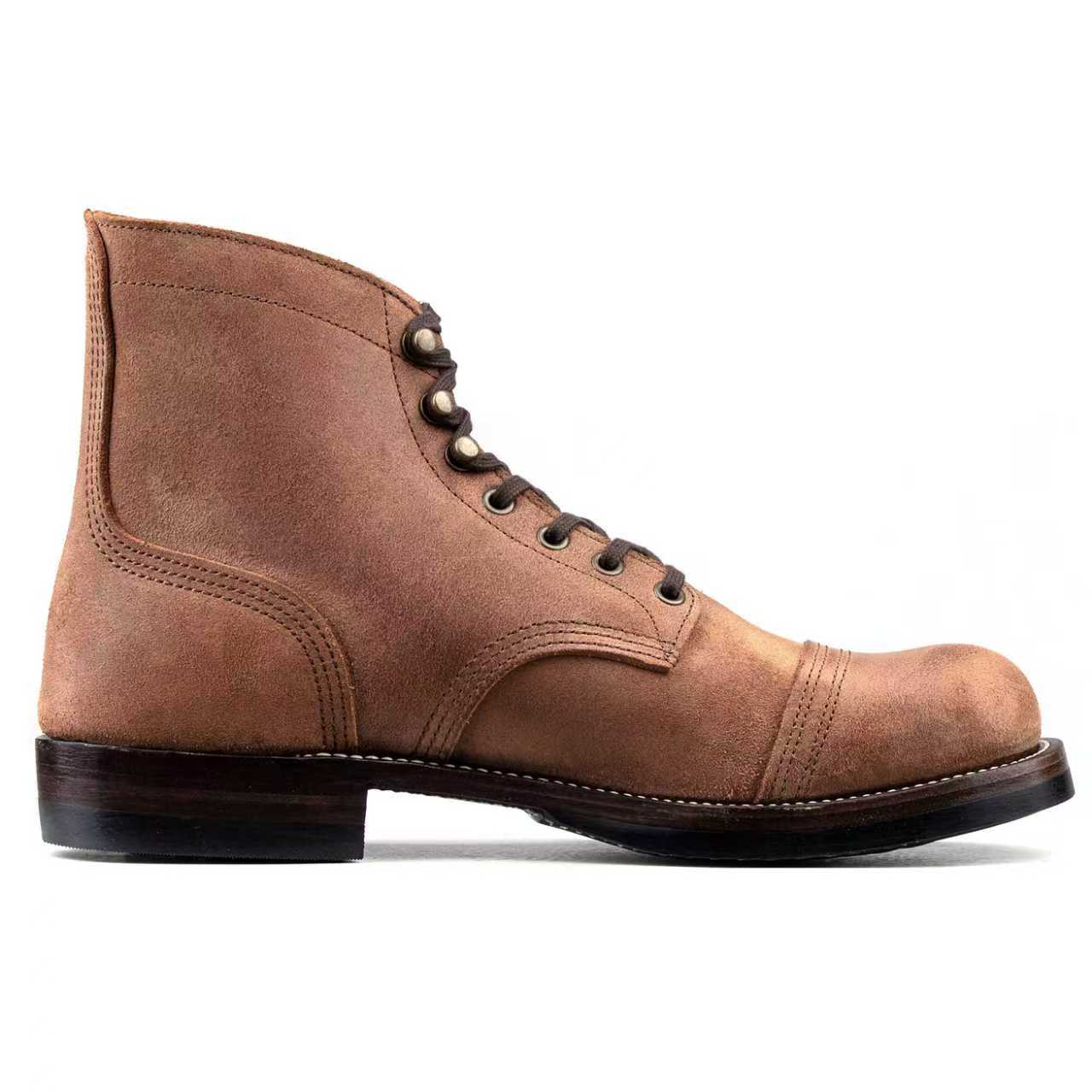 Munson Paratroop Boots P01 - luosjiet®boots MTO -  Tan Latigo Grain Cowhide Reverse