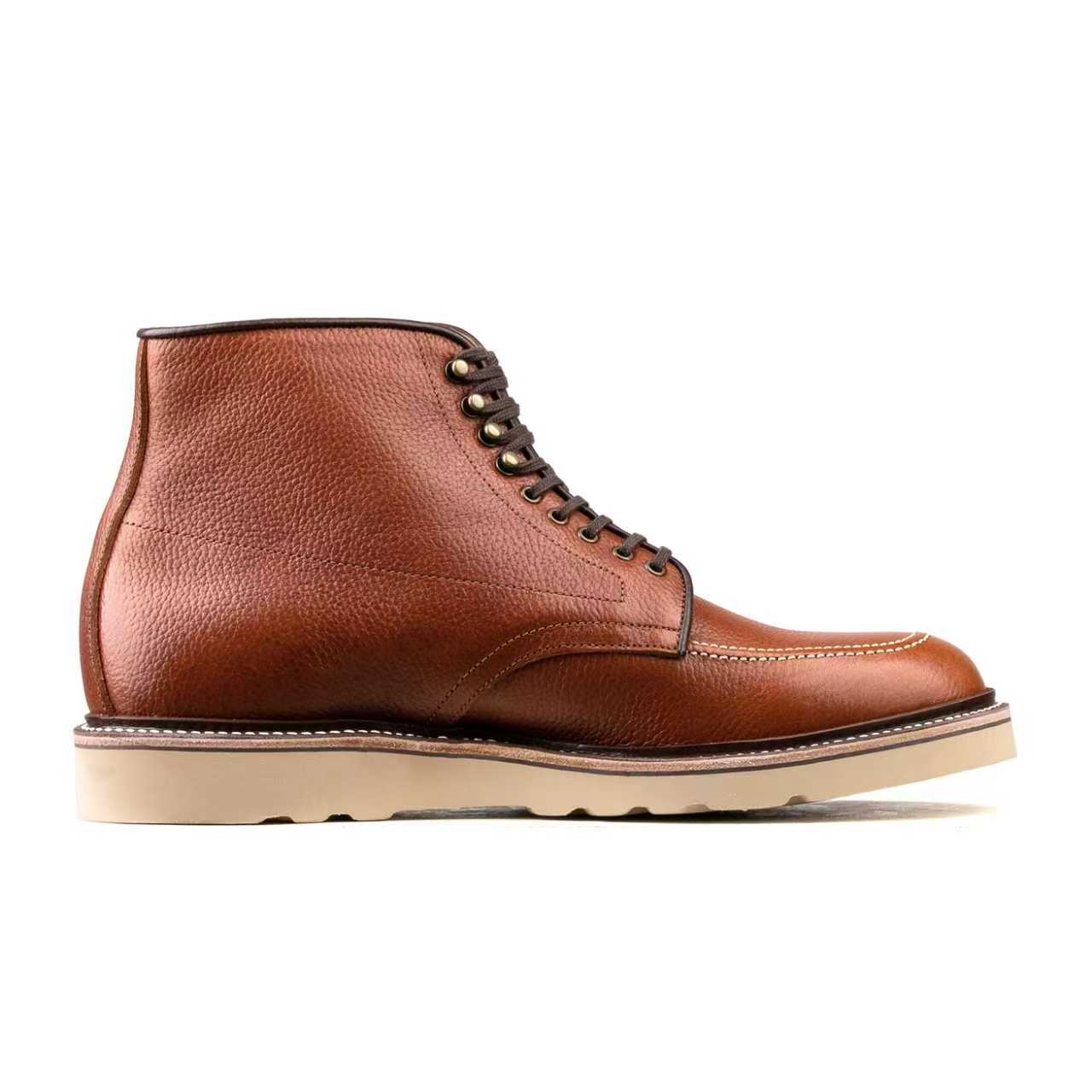 Indiana MocToe Boot - luosjiet®boots - Amber Brown Lychee pattern Cowhide