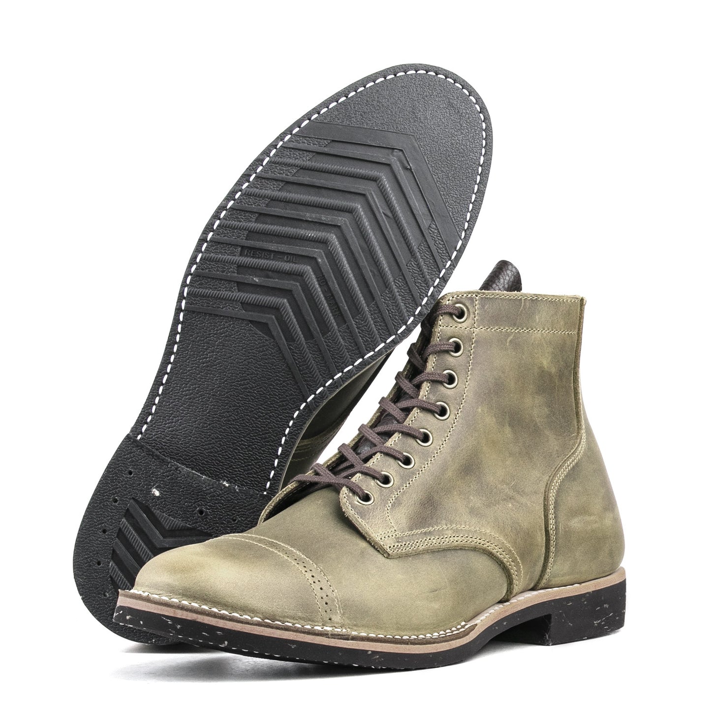 CapToe Service Boot(Brock) - luosjiet®boots - Olive Oiled Nubuck (German)