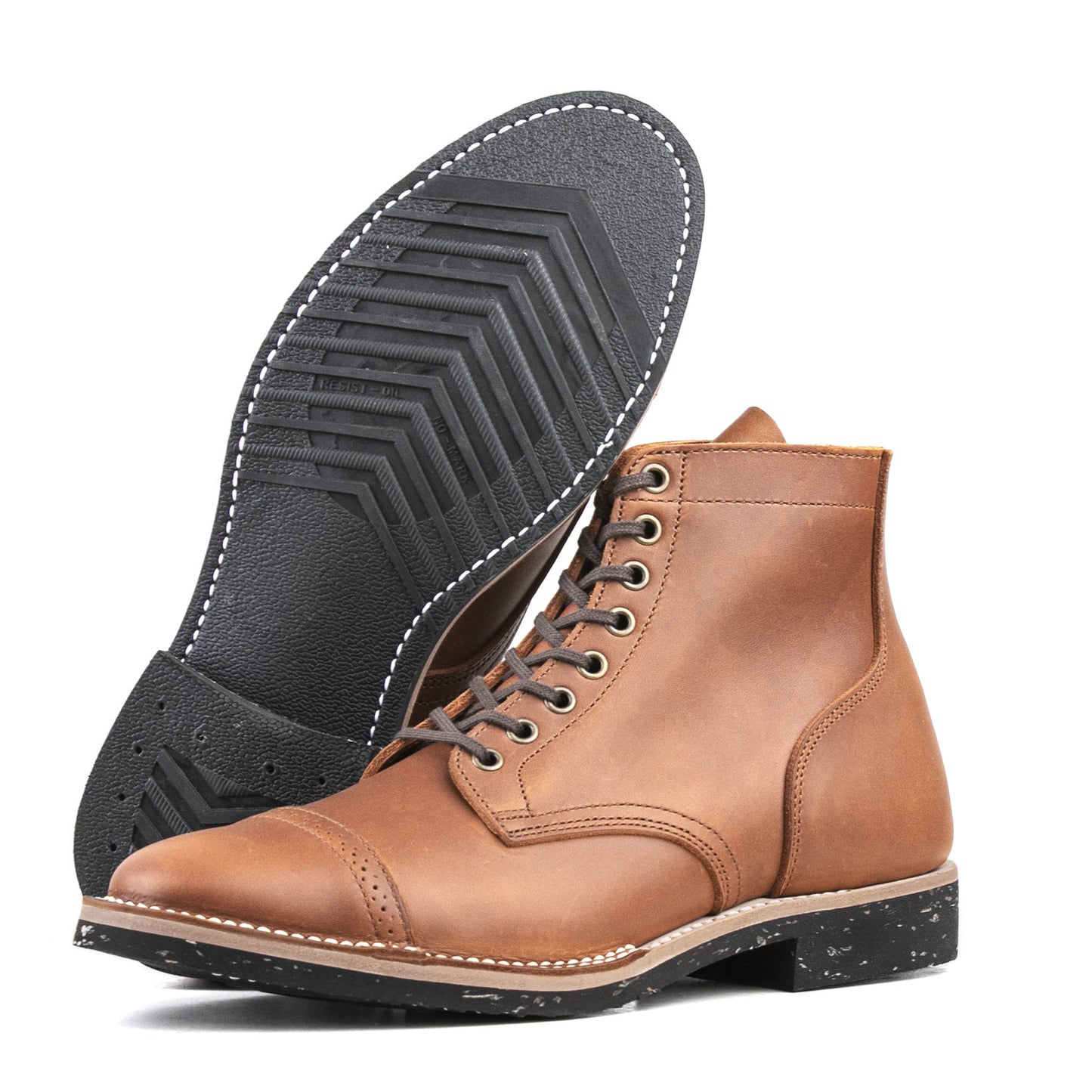 CapToe Service Boot(Brock) - luosjiet®boots - AmberBrown Full Grain Cowhide