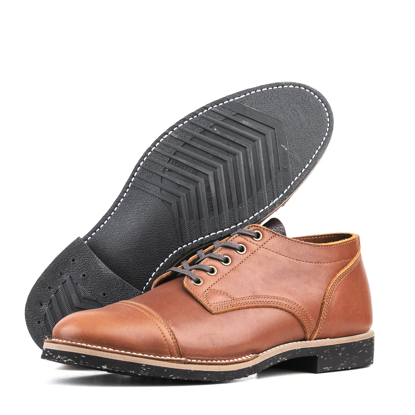 CapToe Service Shoe - luosjiet®shoes - AmberBrown Full Grain Cowhide