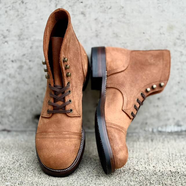 Munson Paratroop Boots P01 - luosjiet®boots MTO -  Tan Latigo Grain Cowhide Reverse