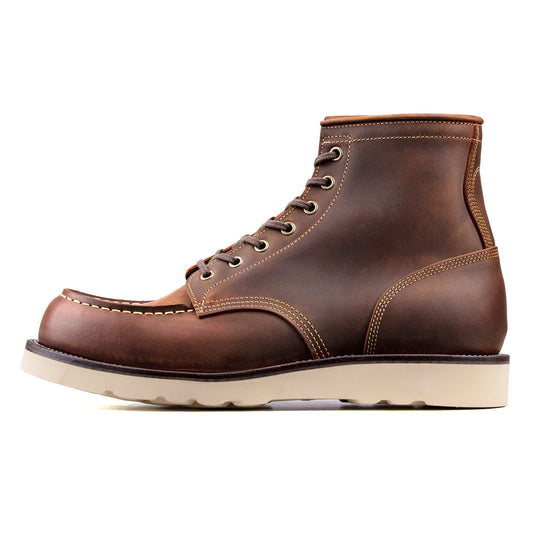 City MocToe Boot -luosjiet®boots - Crazy Horse Red Brown
