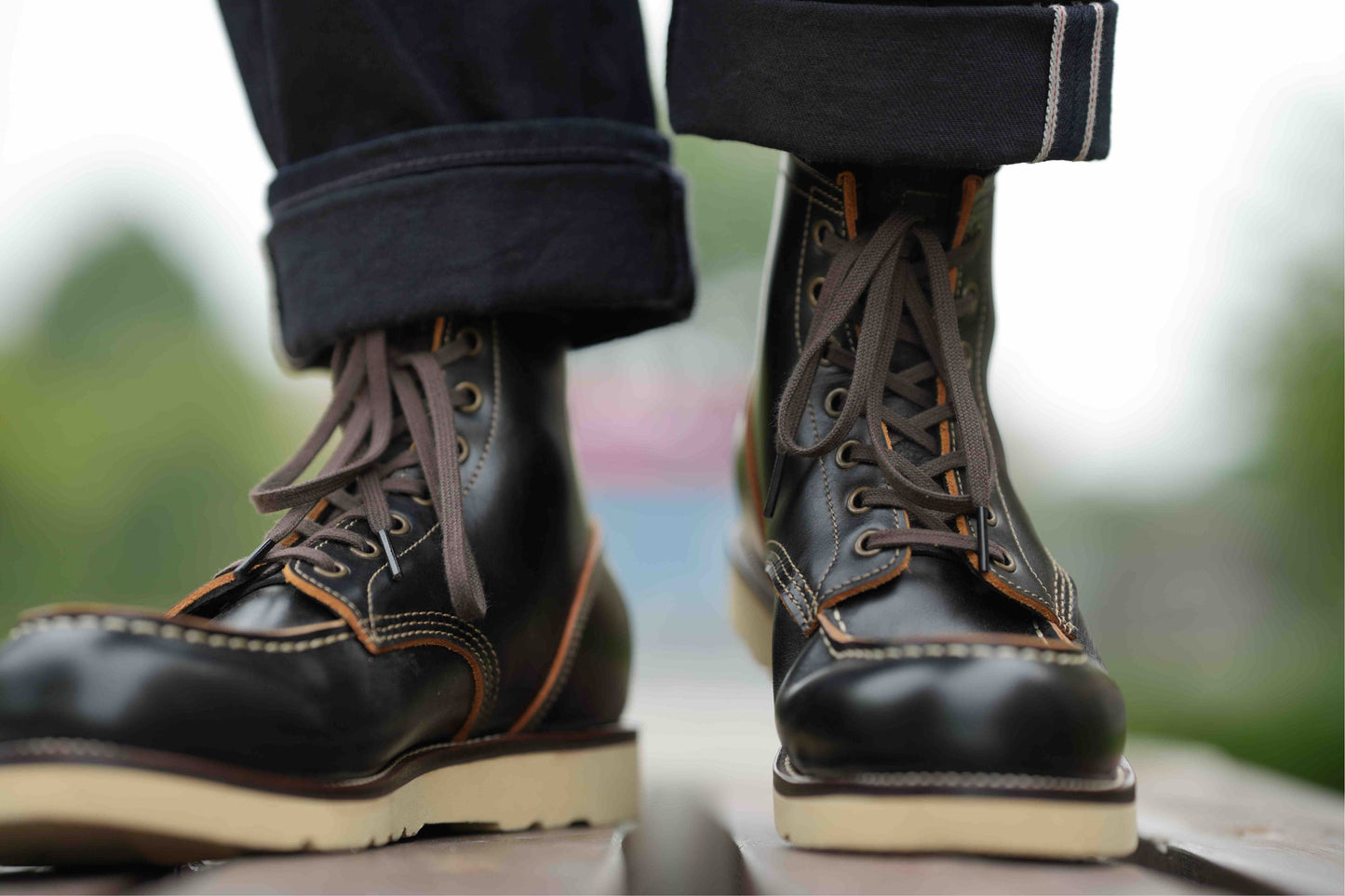 City MocToe Boot -luosjiet®boots - Black TeaCore OTA Cowhide