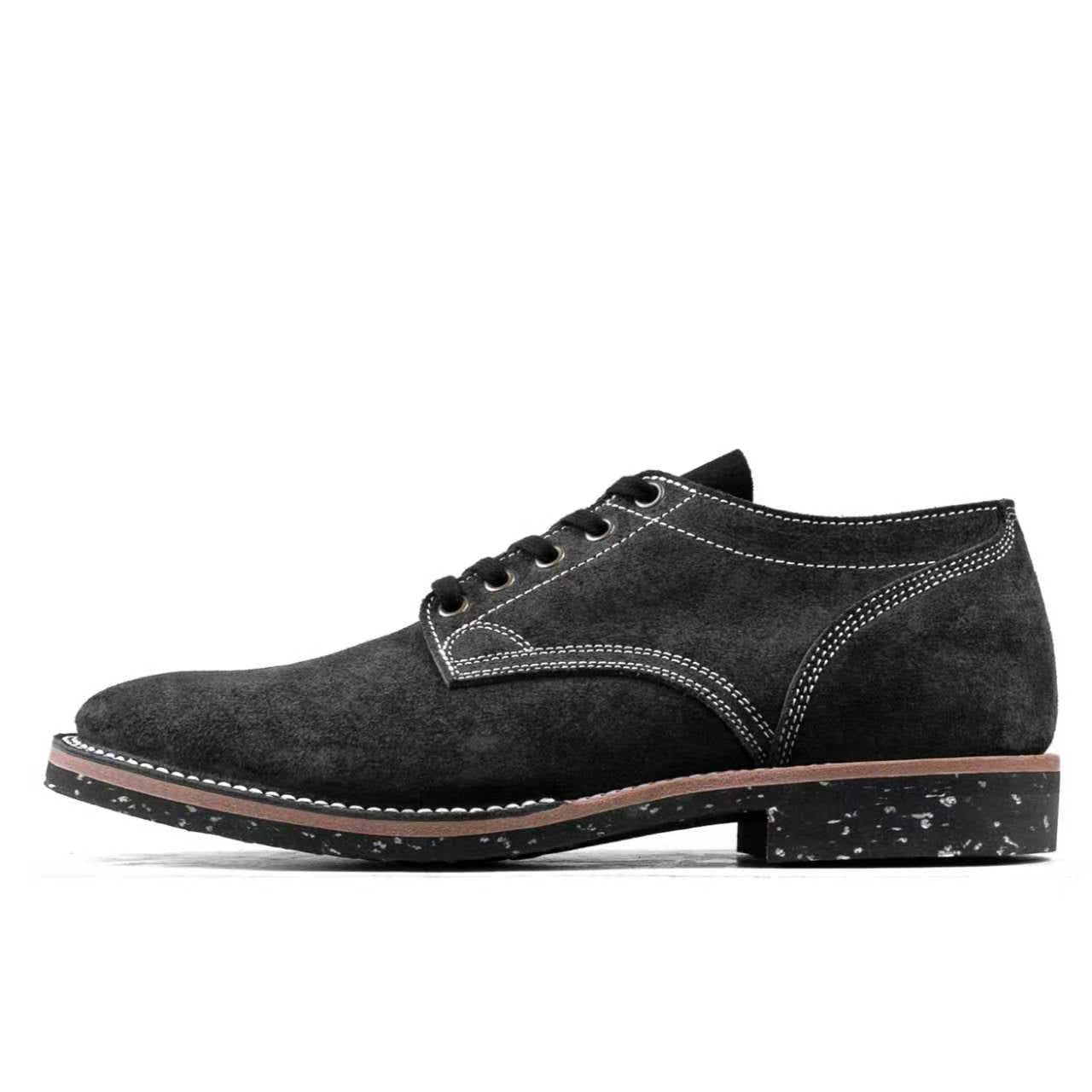 T.G.Escape Boondoker Shoes - luosjiet®boots - Black Grain Cowhide Reverse(Short Hair)