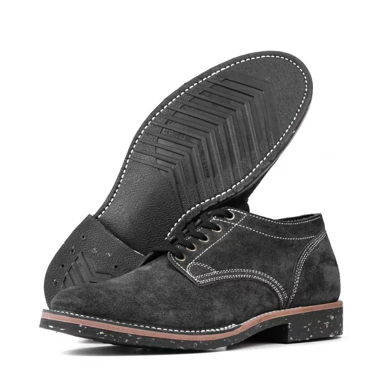 T.G.Escape Boondoker Shoes - luosjiet®boots - Black Grain Cowhide Reverse(Short Hair)
