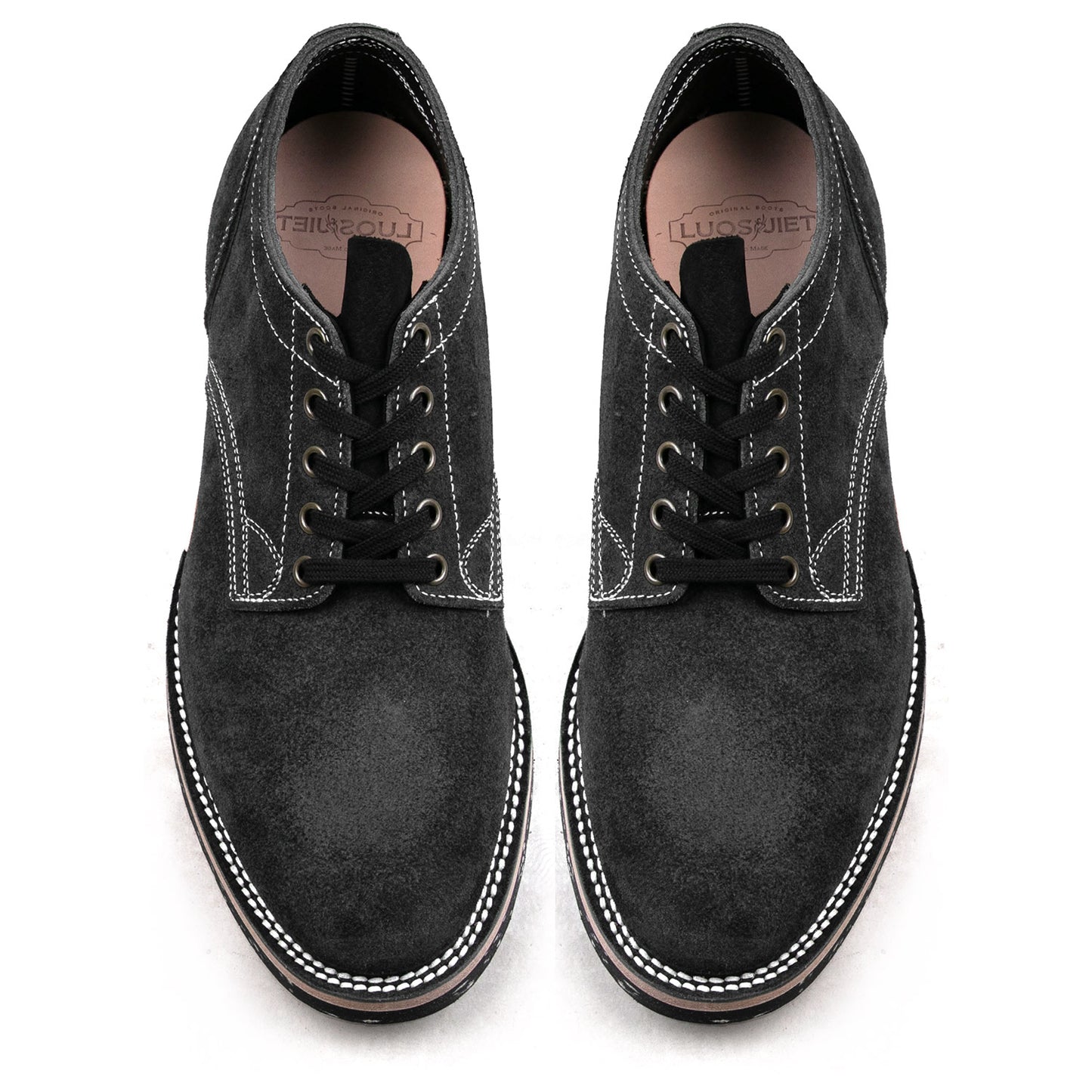 T.G.Escape Boondoker Shoes - luosjiet®boots - Black Grain Cowhide Reverse(Short Hair)