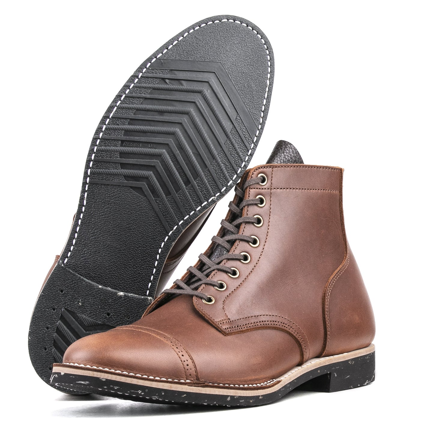 CapToe Service Boot(Brock) - luosjiet®boots - Brown Full Grain Cowhide