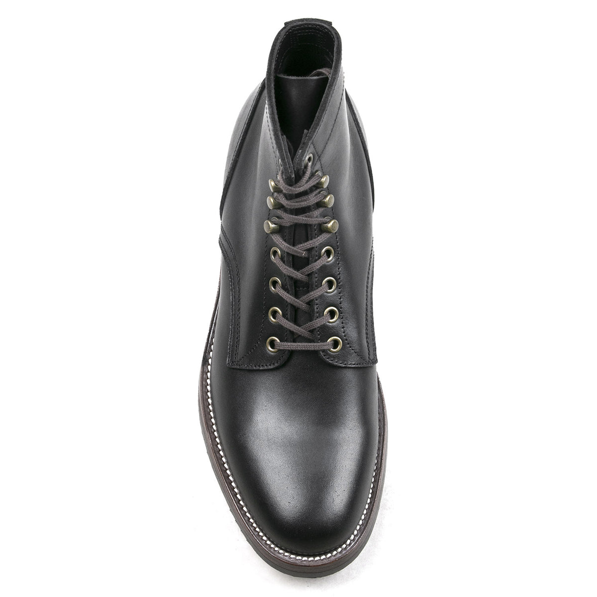 Almond Plain Toe Logging Boot  -luosjiet®boots - Black Full Grain Cowhide
