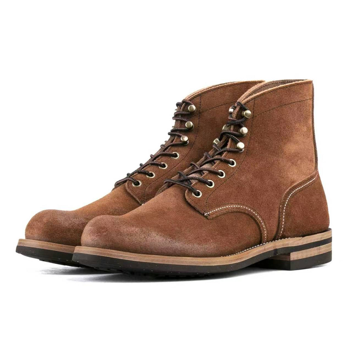 Classic PlainToe Paratroop Boots Plus Version - luosjiet®boots -  Dark Brown Oiled Cowhide Reverse