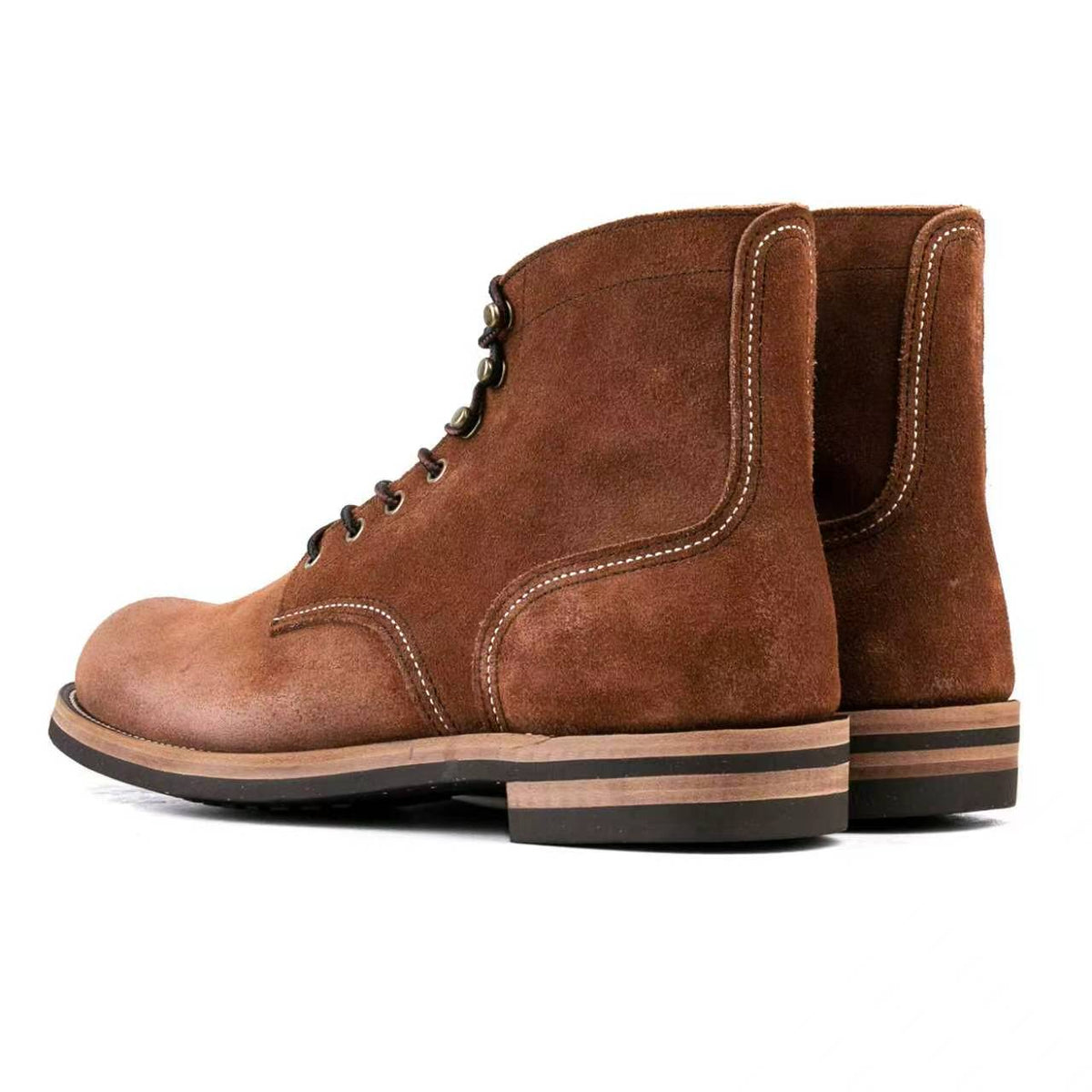 Classic PlainToe Paratroop Boots Plus Version - luosjiet®boots -  Dark Brown Oiled Cowhide Reverse