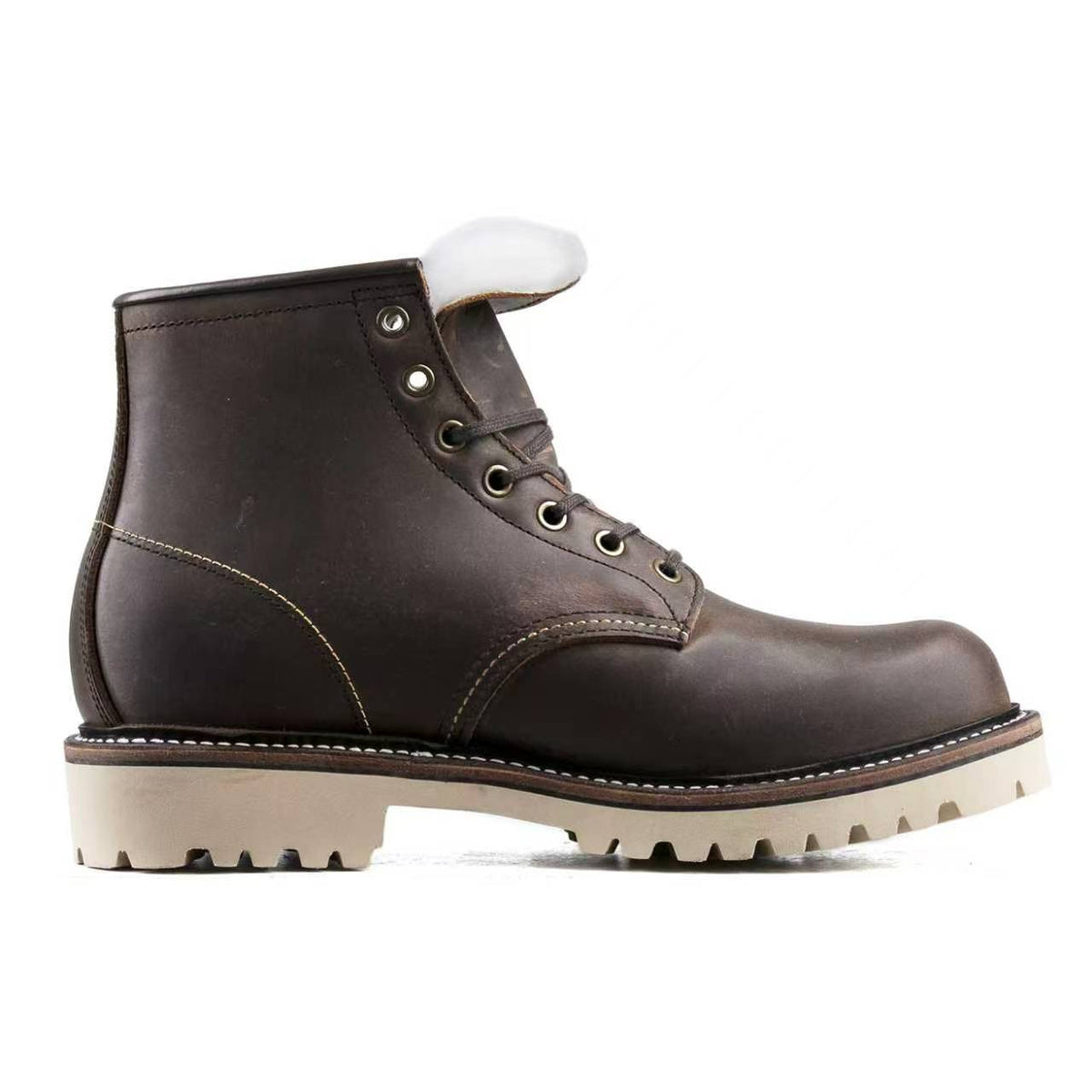 Plain Toe Woolen Boot -luosjiet®boots - Crazy Horse Red Brown