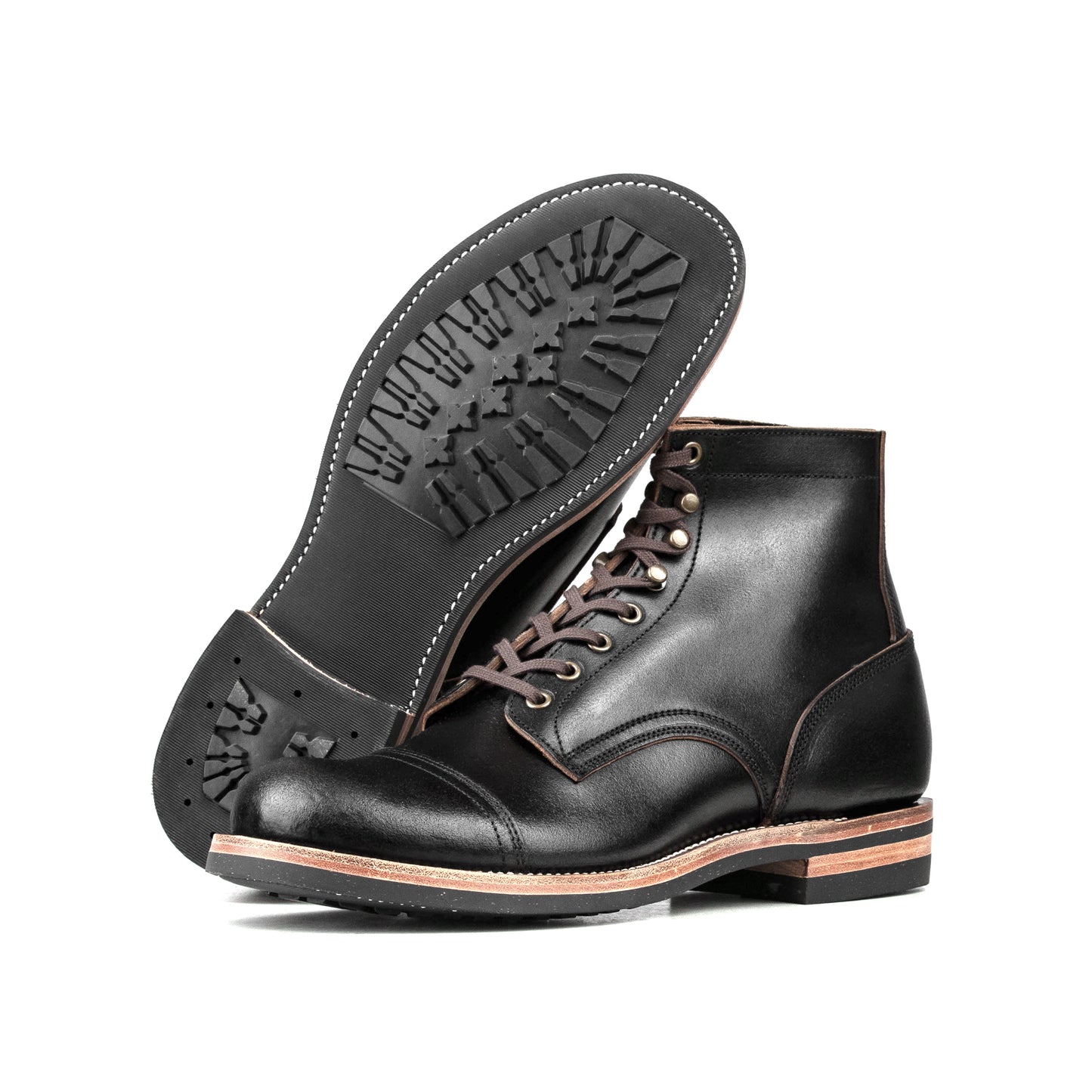 Munson CapToe Logging Boot -luosjiet®boots - Black Waxed Flesh