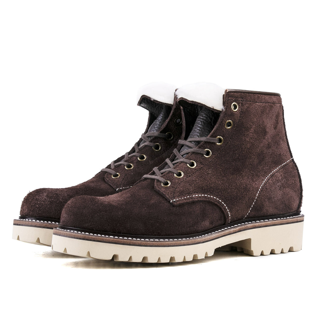 Plain Toe Woolen Boot -luosjiet®boots - Dark Brown Oiled Cowhide Reverse(Short Hair)