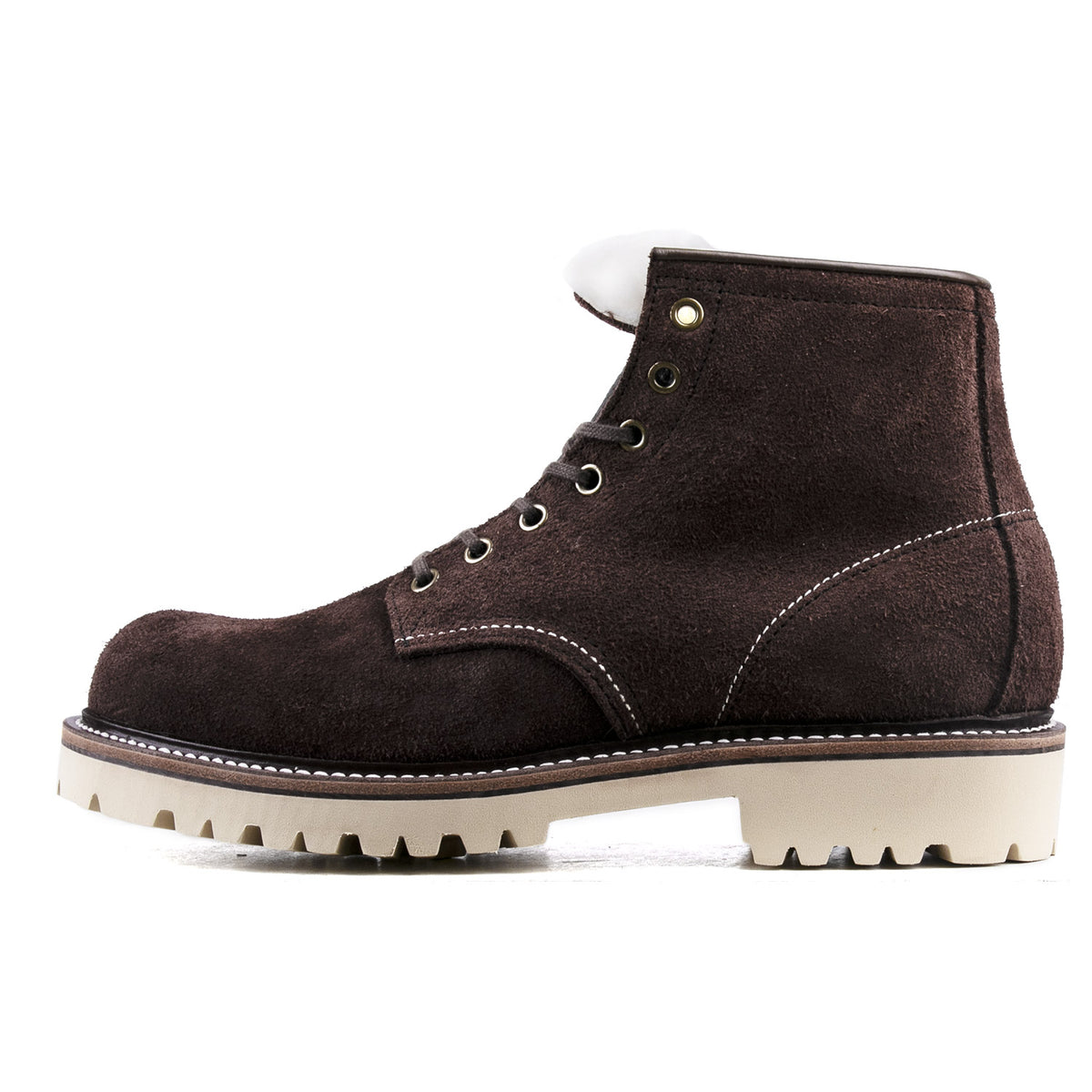 Plain Toe Woolen Boot -luosjiet®boots - Dark Brown Oiled Cowhide Reverse(Short Hair)