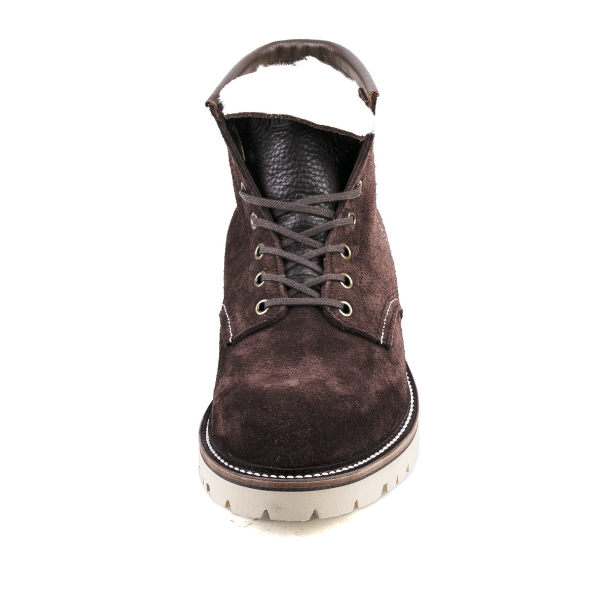 Plain Toe Woolen Boot -luosjiet®boots - Dark Brown Oiled Cowhide Reverse(Short Hair)