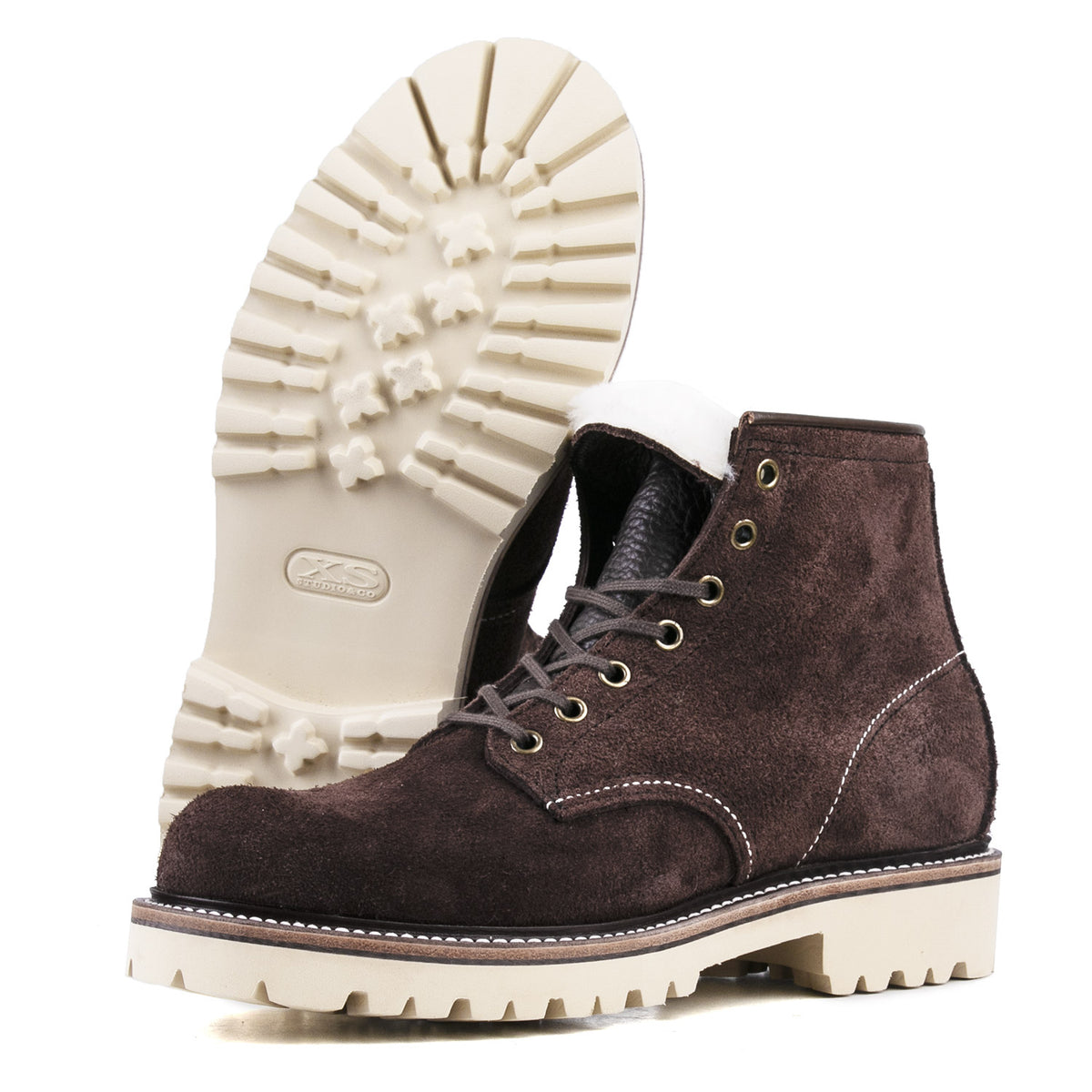 Plain Toe Woolen Boot -luosjiet®boots - Dark Brown Oiled Cowhide Reverse(Short Hair)