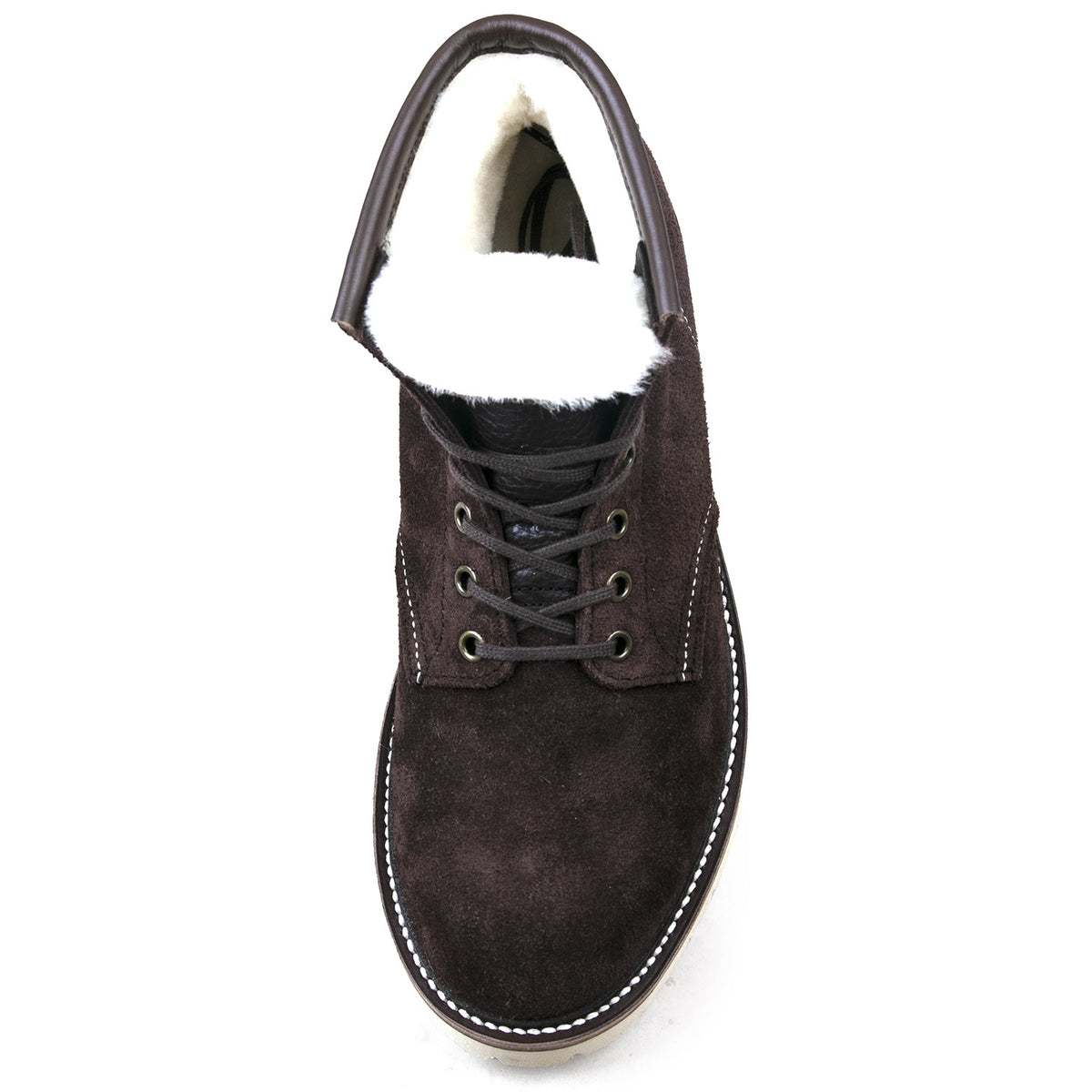 Plain Toe Woolen Boot -luosjiet®boots - Dark Brown Oiled Cowhide Reverse(Short Hair)