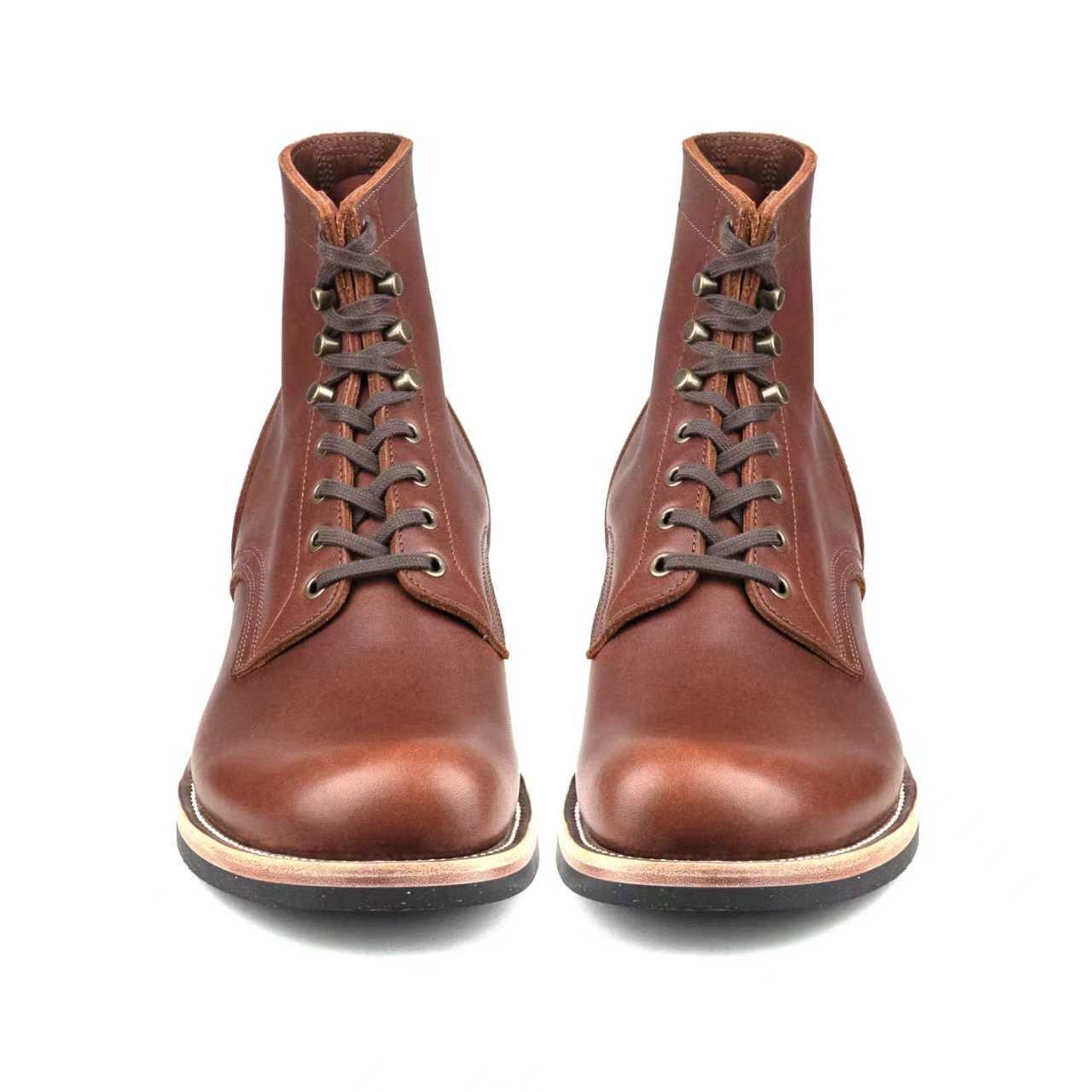 Munson Plain Toe Logging Boot -luosjiet®boots - Brown Full Grain oiled Cowhide