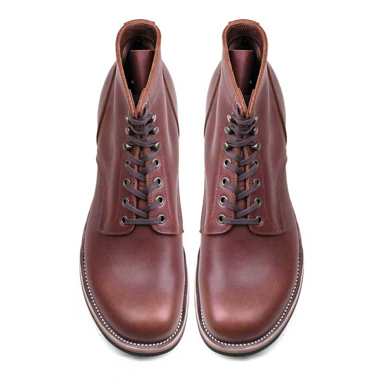 Munson Plain Toe Logging Boot -luosjiet®boots - Brown Full Grain oiled Cowhide