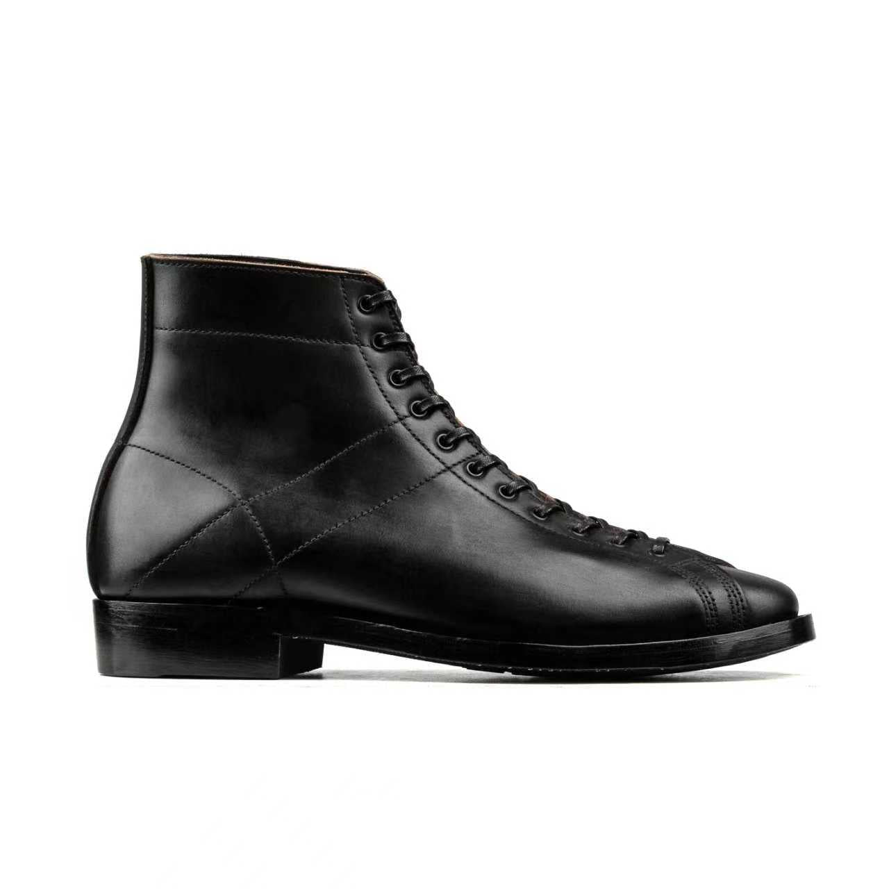 Boxing Boot B02 - luosjiet®boots MTO -  Black TeaCore (Hand Dyed) Oiled Nubuck