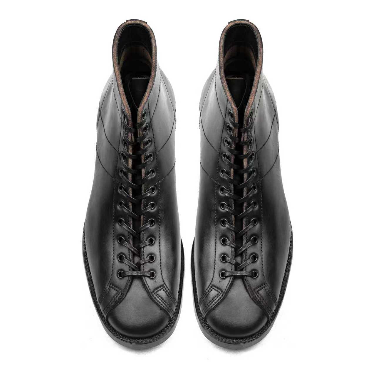 Boxing Boot B02 - luosjiet®boots MTO -  Black TeaCore (Hand Dyed) Oiled Nubuck