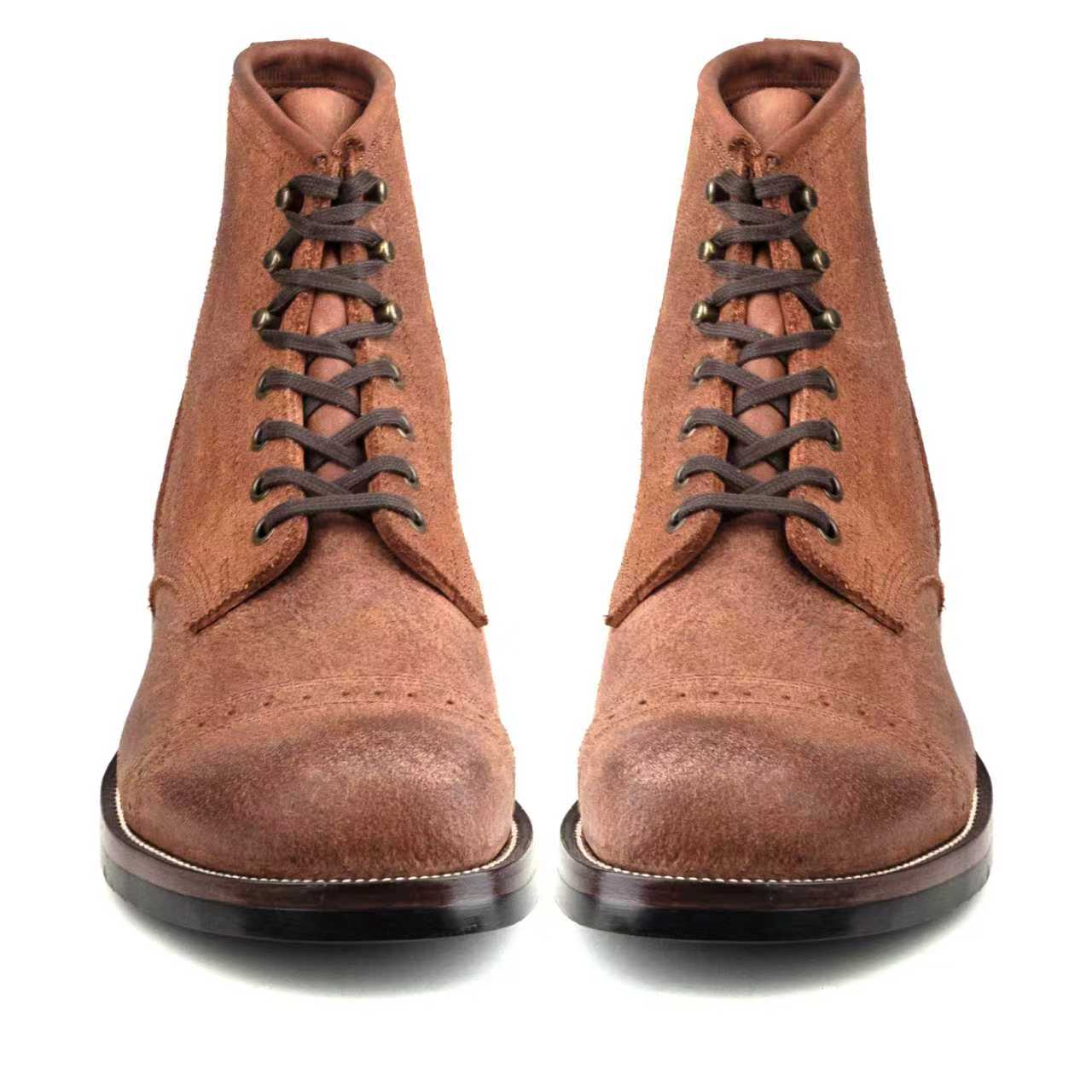 Munson Paratroop Boots P02 - luosjiet®boots MTO - Tan Latigo Grain Cowhide Reverse