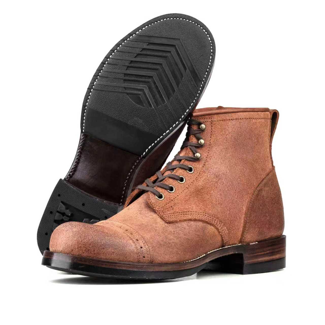 Munson Paratroop Boots P02 - luosjiet®boots MTO - Tan Latigo Grain Cowhide Reverse