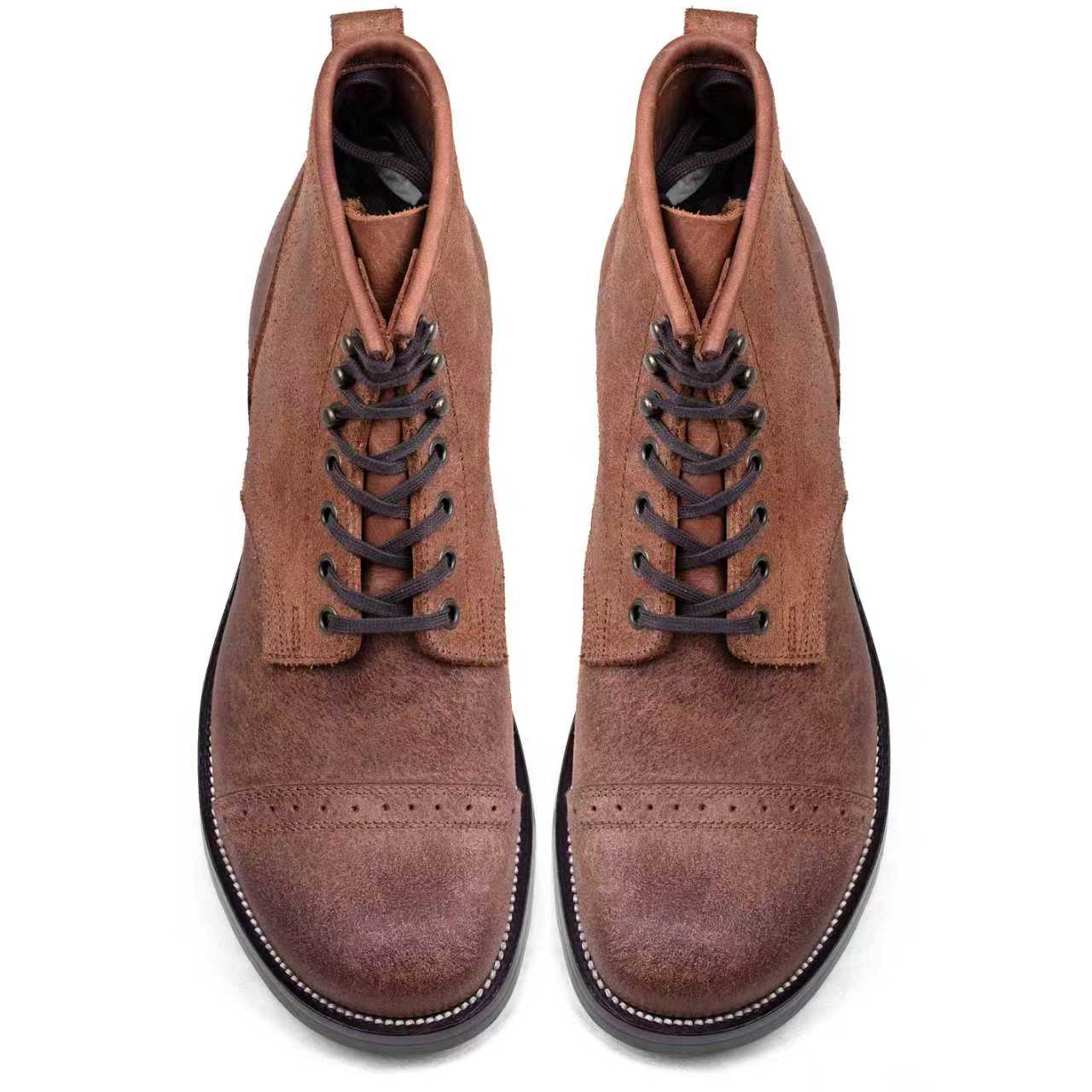 Munson Paratroop Boots P02 - luosjiet®boots MTO - Tan Latigo Grain Cowhide Reverse