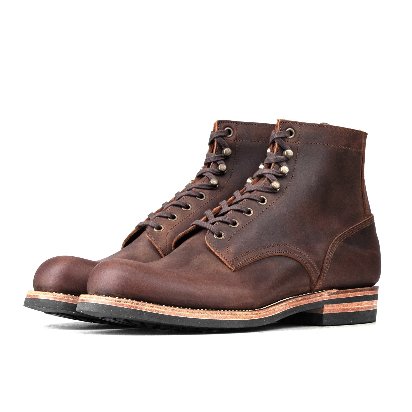 Munson Plain Toe Logging Boot -luosjiet®boots - Red Brown Crazy Horse Cowhide