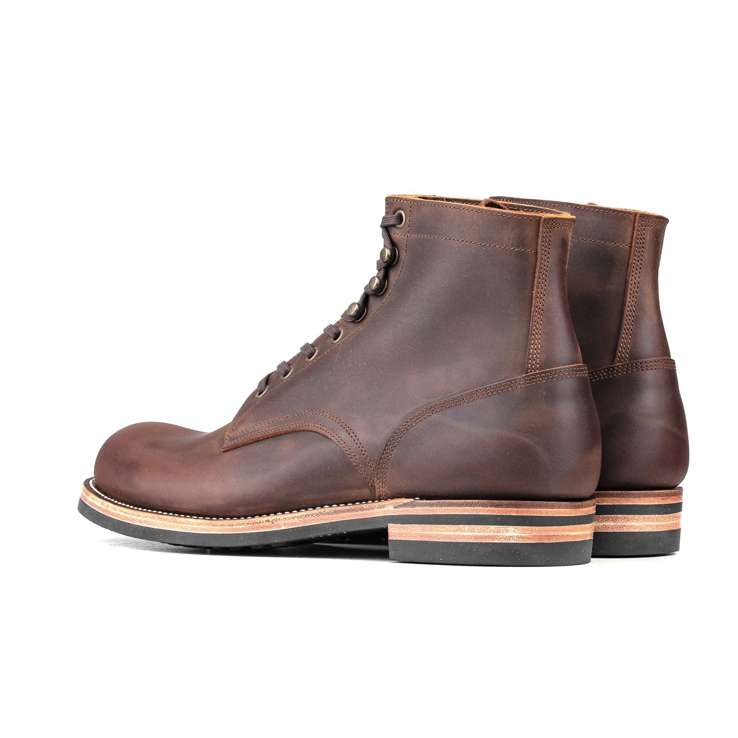 Munson Plain Toe Logging Boot -luosjiet®boots - Red Brown Crazy Horse Cowhide