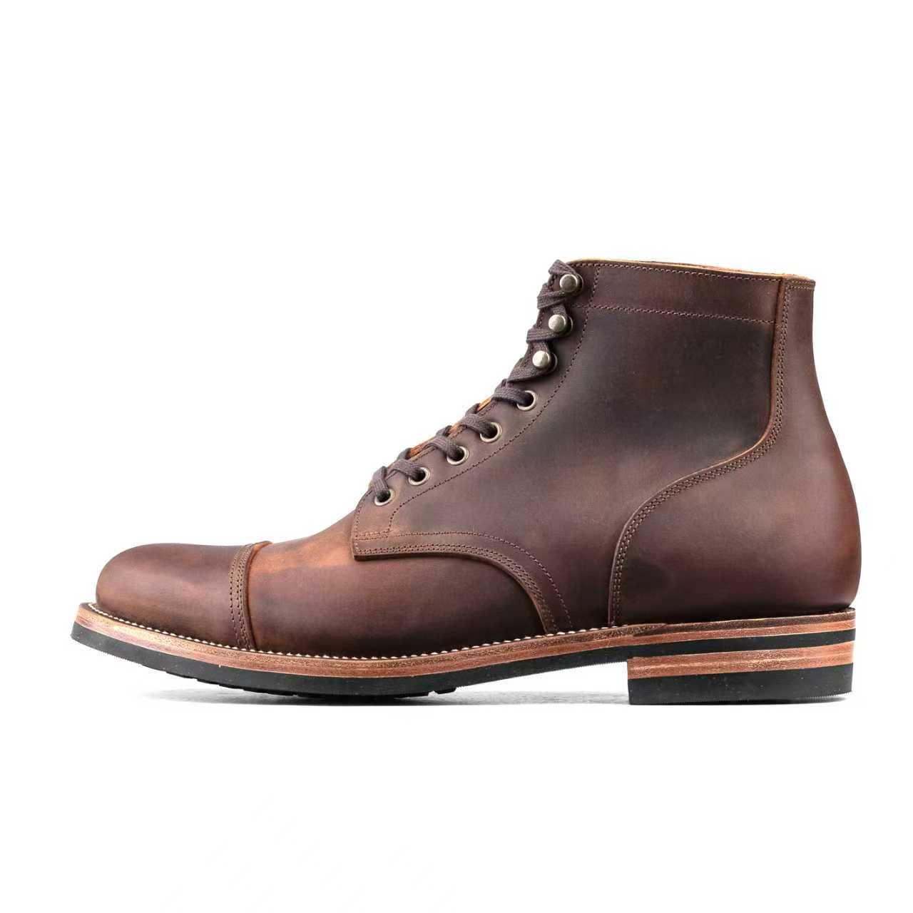 CapToe Service Boot -luosjiet®boots - Red Brown Crazy Horse Cowhide
